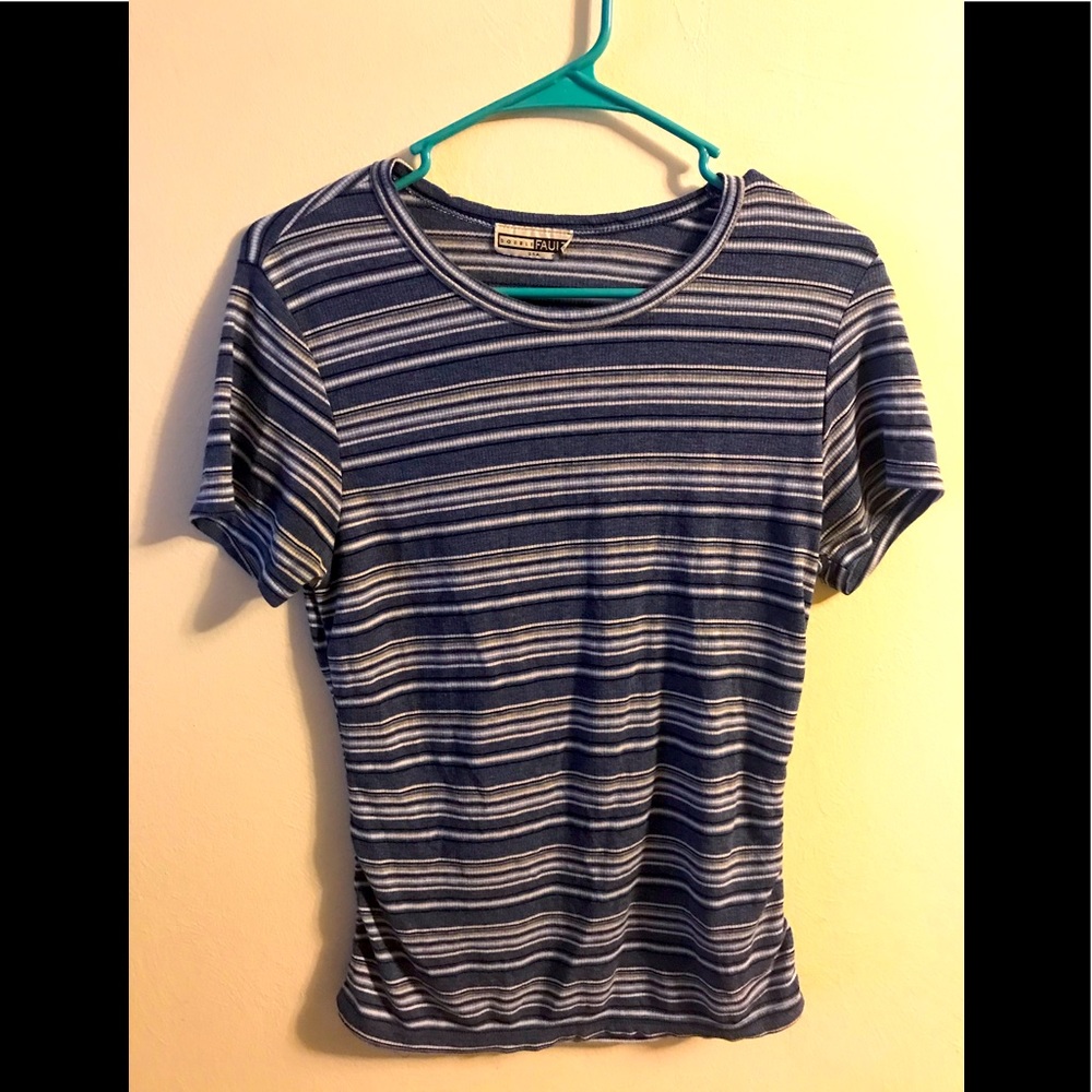 Double Fault Blue And White Striped Shirt